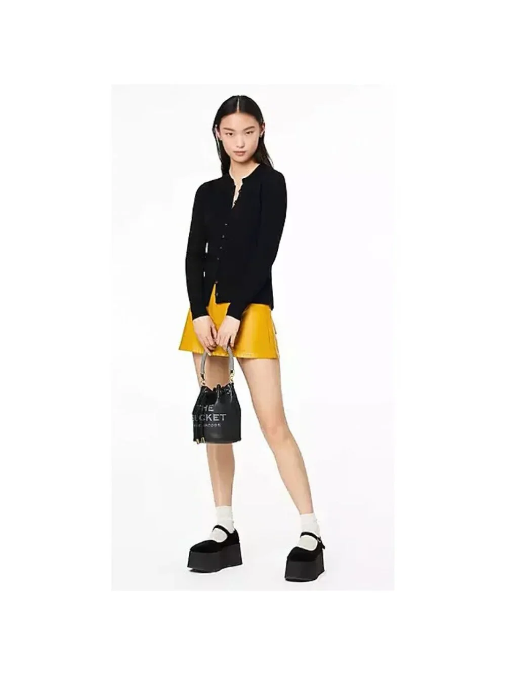 Marc Jacobs The Bucket Leather Bucket Crossbody Bag Black OS